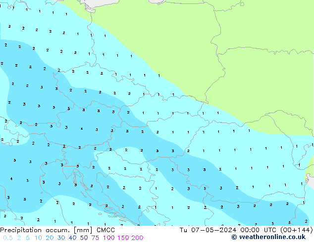 Precipitation accum. CMCC Tu 07.05.2024 00 UTC