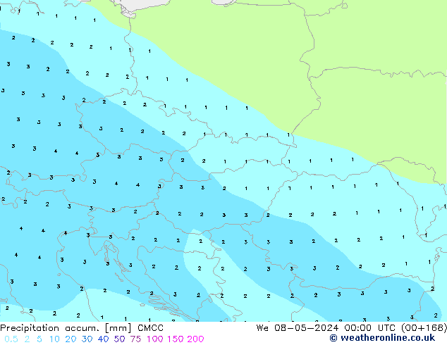 Totale neerslag CMCC wo 08.05.2024 00 UTC
