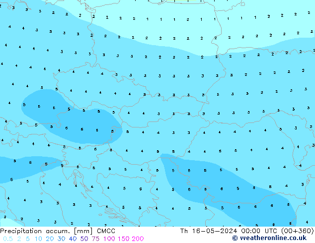 Precipitation accum. CMCC Th 16.05.2024 00 UTC