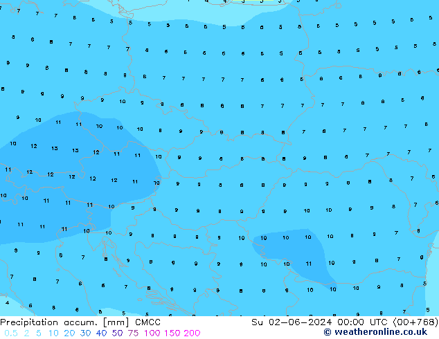 Precipitation accum. CMCC Ne 02.06.2024 00 UTC