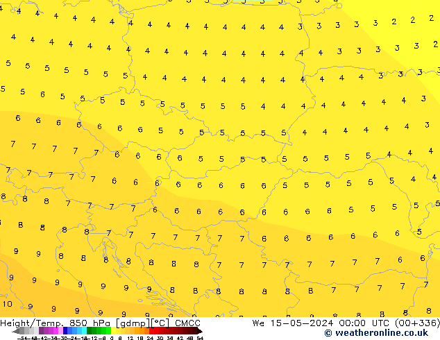 Height/Temp. 850 гПа CMCC ср 15.05.2024 00 UTC