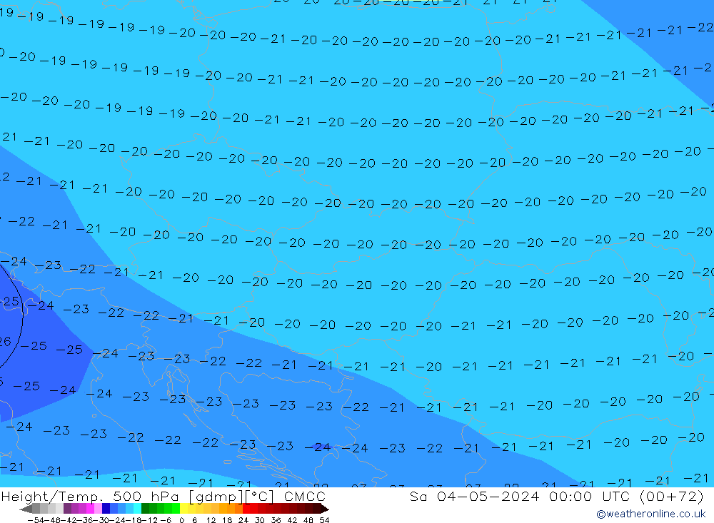 Géop./Temp. 500 hPa CMCC sam 04.05.2024 00 UTC