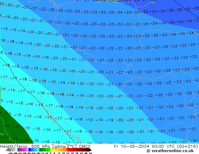 Height/Temp. 500 hPa CMCC ven 10.05.2024 00 UTC