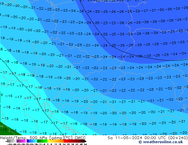 Height/Temp. 500 hPa CMCC Sáb 11.05.2024 00 UTC