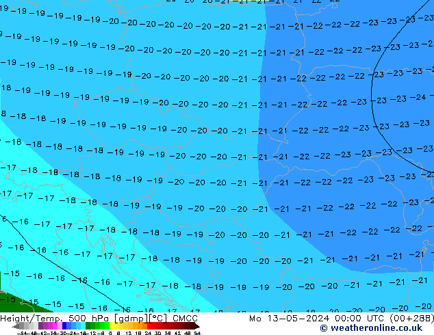 Geop./Temp. 500 hPa CMCC lun 13.05.2024 00 UTC