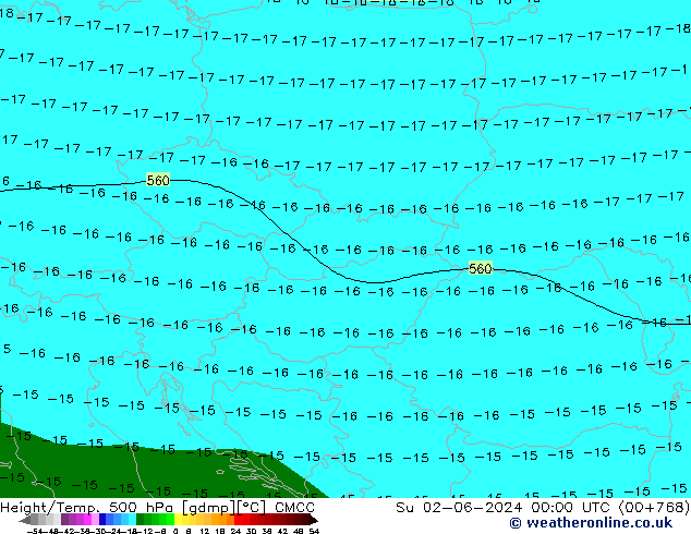 Height/Temp. 500 hPa CMCC Su 02.06.2024 00 UTC