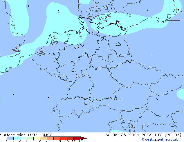 Vento 10 m (bft) CMCC dom 05.05.2024 00 UTC