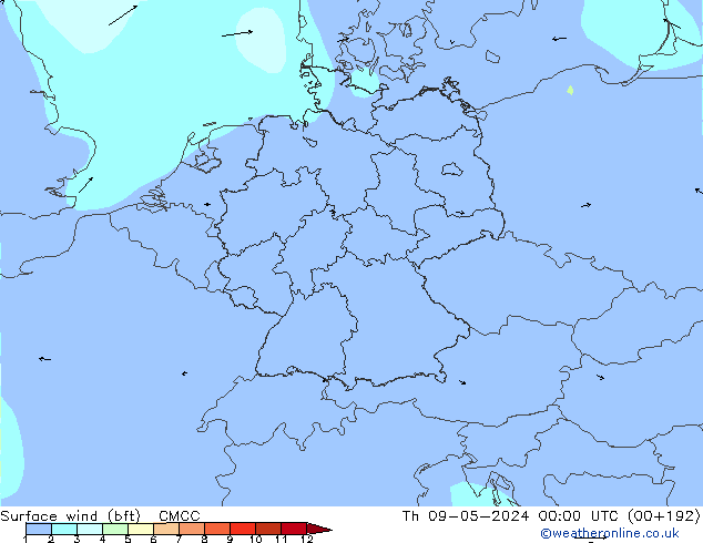 Bodenwind (bft) CMCC Do 09.05.2024 00 UTC