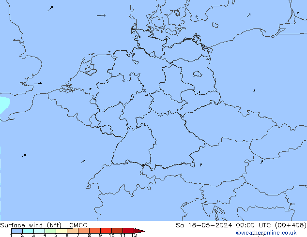 Surface wind (bft) CMCC Sa 18.05.2024 00 UTC