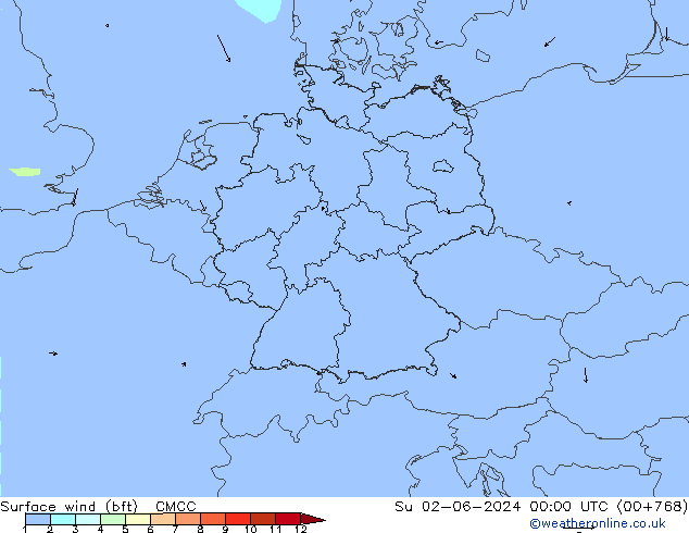 Bodenwind (bft) CMCC So 02.06.2024 00 UTC