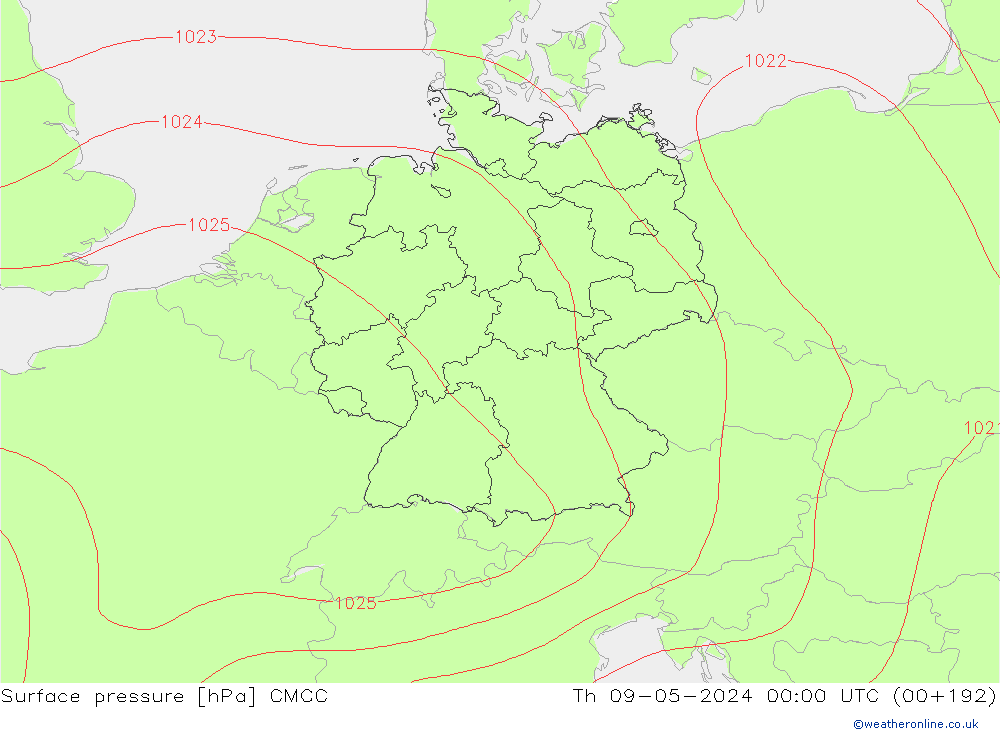 Surface pressure CMCC Th 09.05.2024 00 UTC