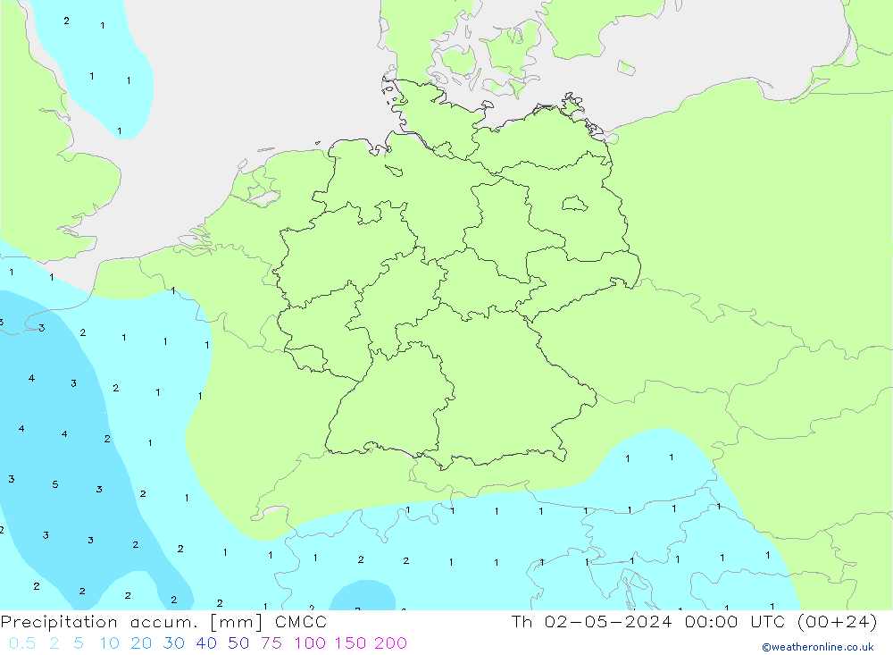 Precipitation accum. CMCC  02.05.2024 00 UTC