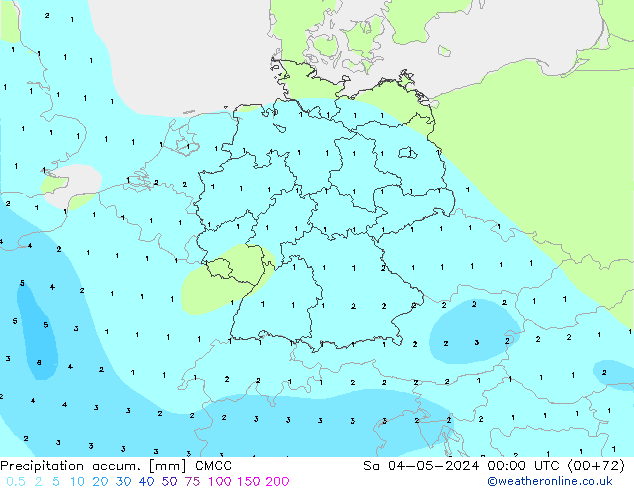 Precipitation accum. CMCC sab 04.05.2024 00 UTC