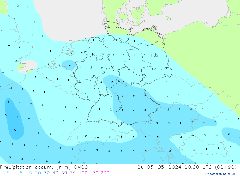 Precipitation accum. CMCC Вс 05.05.2024 00 UTC