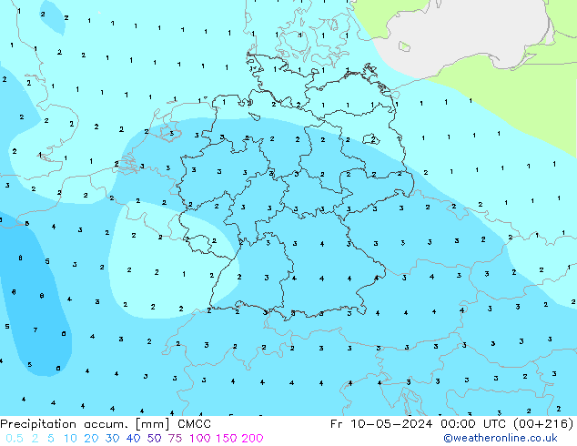 Precipitation accum. CMCC Sex 10.05.2024 00 UTC