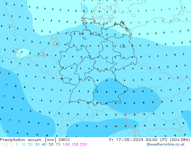 Precipitation accum. CMCC пт 17.05.2024 00 UTC