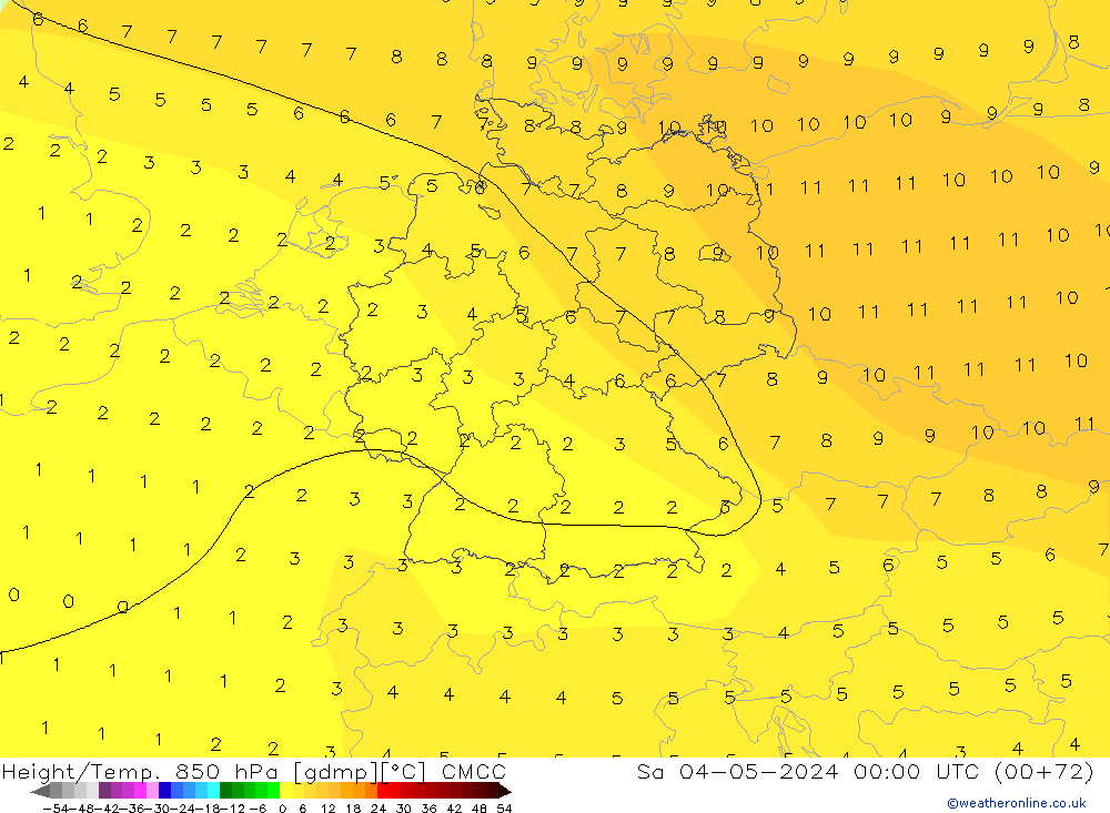 Height/Temp. 850 hPa CMCC Sa 04.05.2024 00 UTC