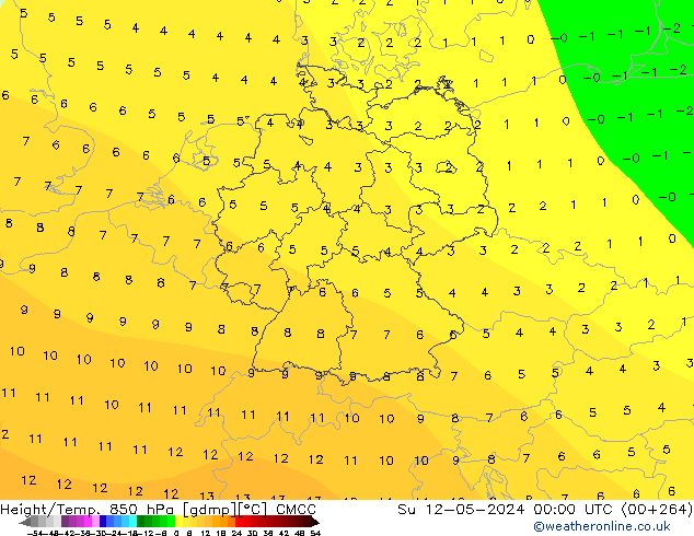 Height/Temp. 850 hPa CMCC  12.05.2024 00 UTC