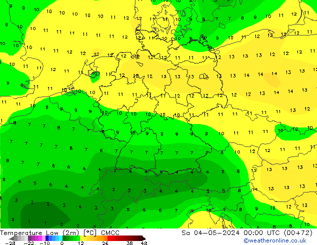 Temperatura mín. (2m) CMCC sáb 04.05.2024 00 UTC