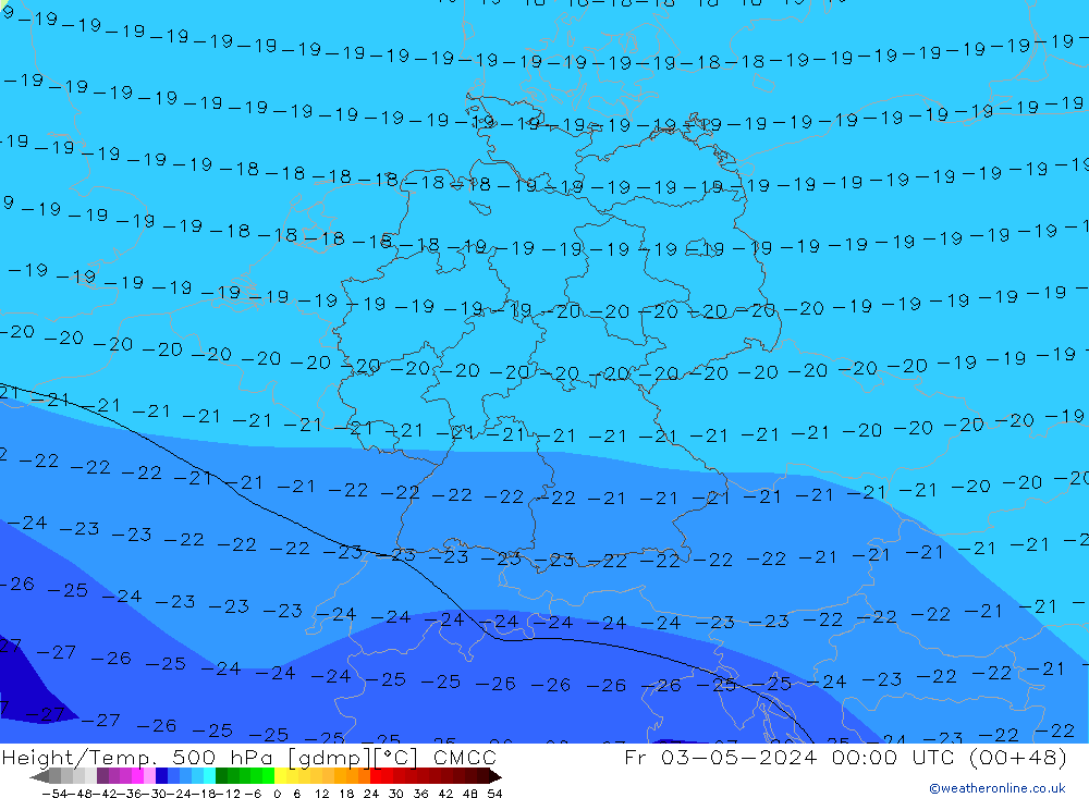 Height/Temp. 500 hPa CMCC Fr 03.05.2024 00 UTC