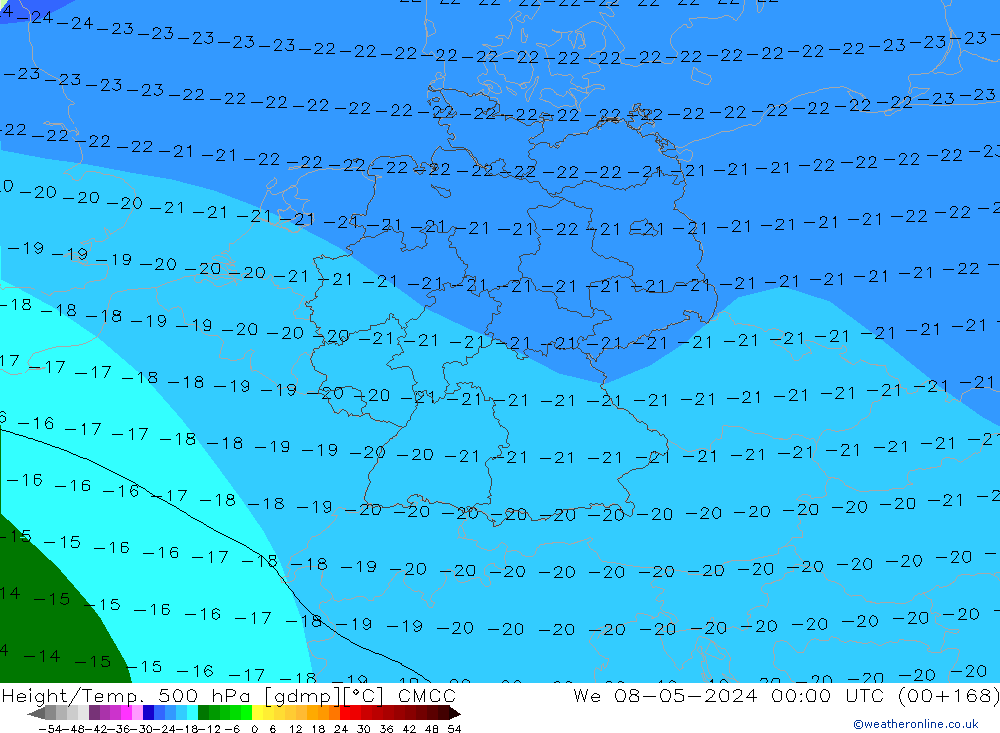 Height/Temp. 500 hPa CMCC Qua 08.05.2024 00 UTC