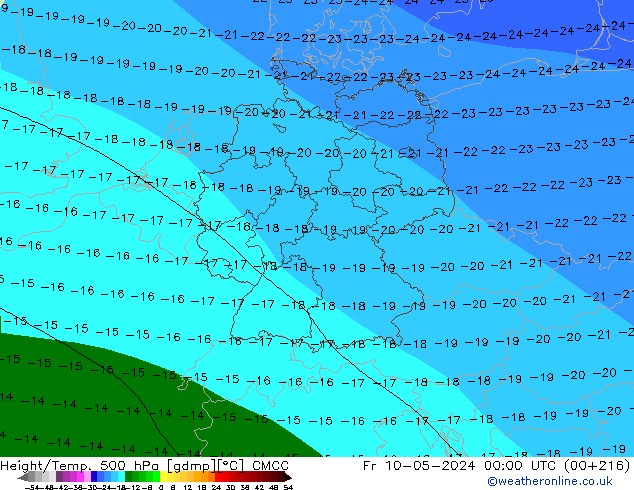 Height/Temp. 500 hPa CMCC pt. 10.05.2024 00 UTC