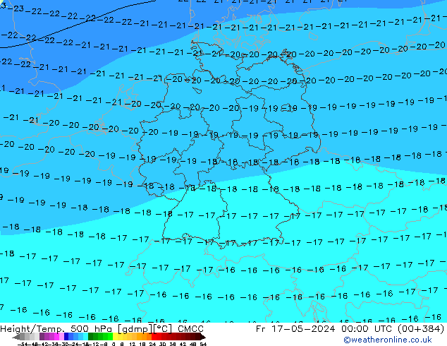 Height/Temp. 500 hPa CMCC 星期五 17.05.2024 00 UTC