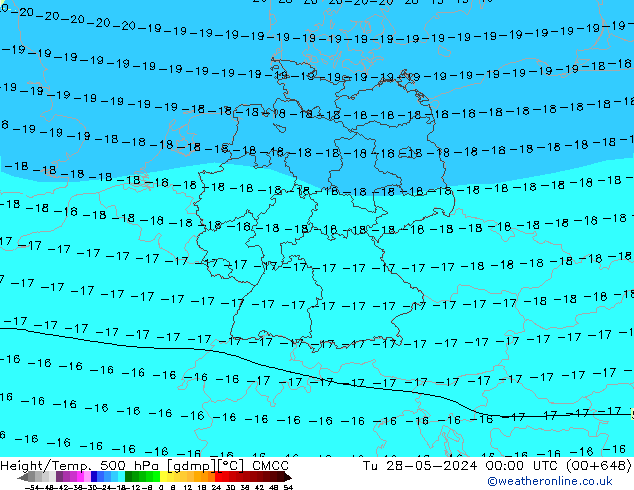 Yükseklik/Sıc. 500 hPa CMCC Sa 28.05.2024 00 UTC