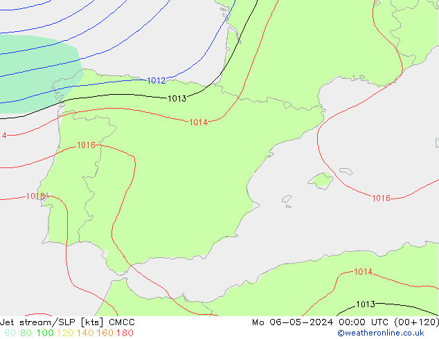 Jet stream/SLP CMCC Mo 06.05.2024 00 UTC