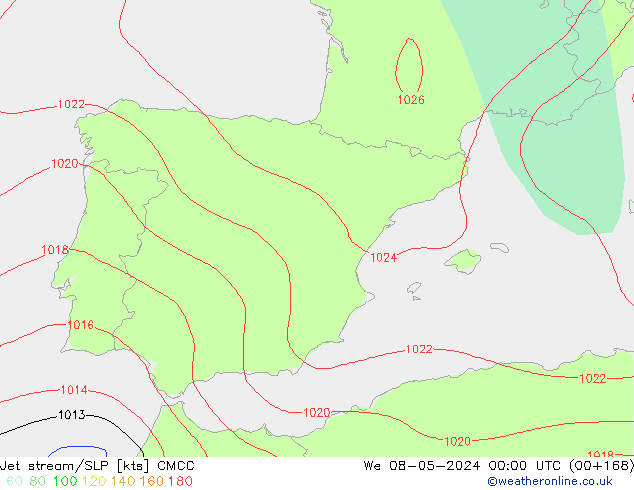 Jet stream/SLP CMCC We 08.05.2024 00 UTC