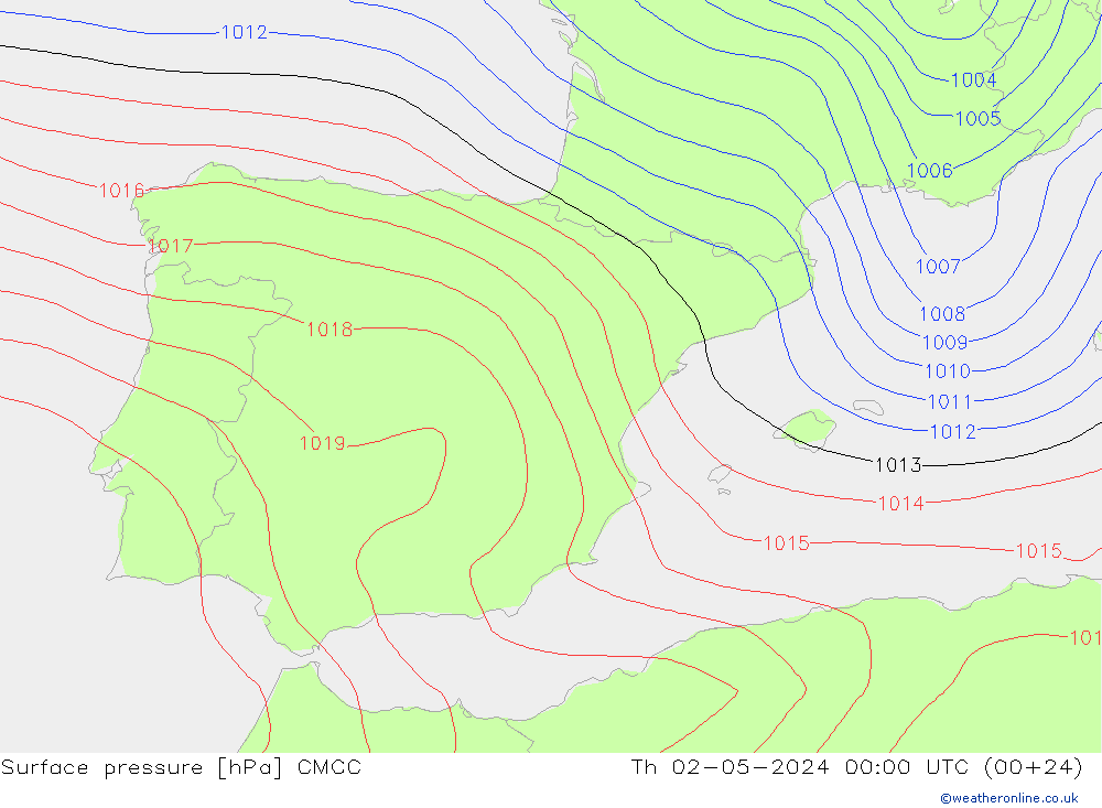 pression de l'air CMCC jeu 02.05.2024 00 UTC