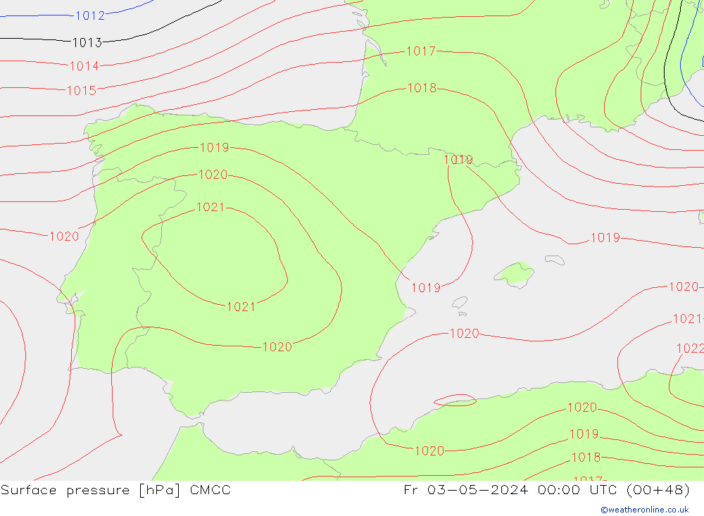 Pressione al suolo CMCC ven 03.05.2024 00 UTC