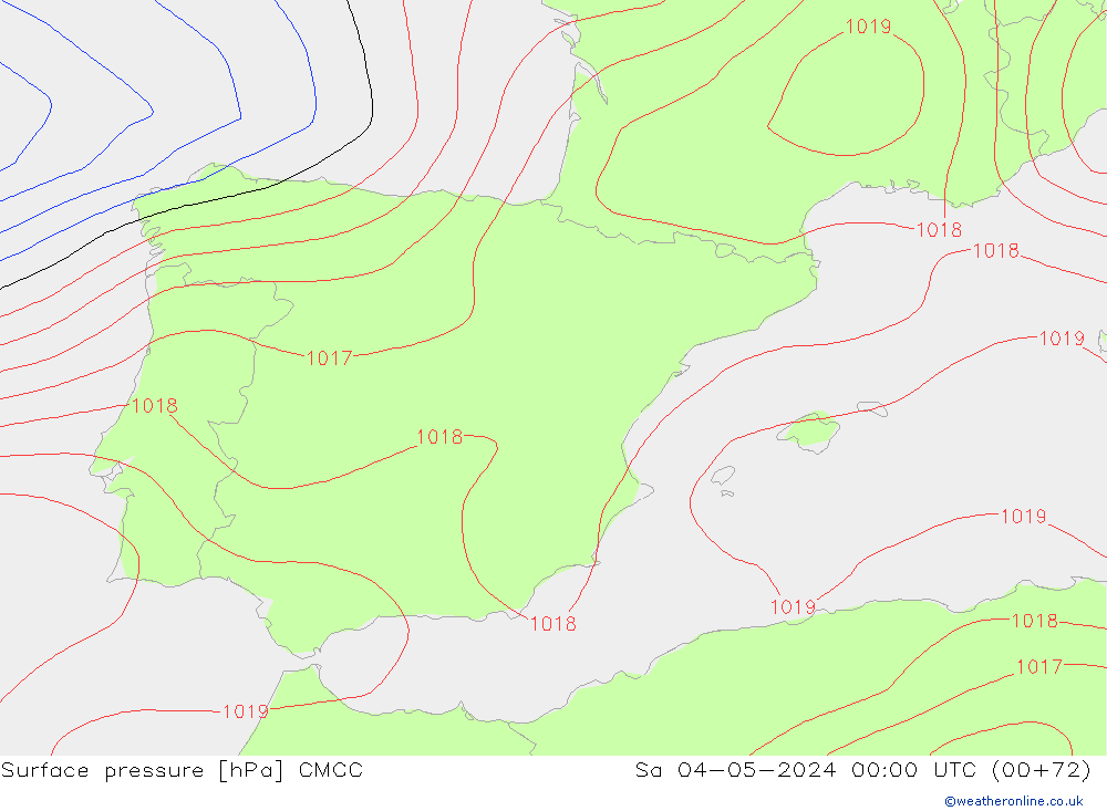 Pressione al suolo CMCC sab 04.05.2024 00 UTC