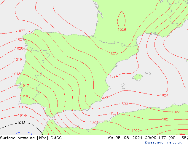 Pressione al suolo CMCC mer 08.05.2024 00 UTC