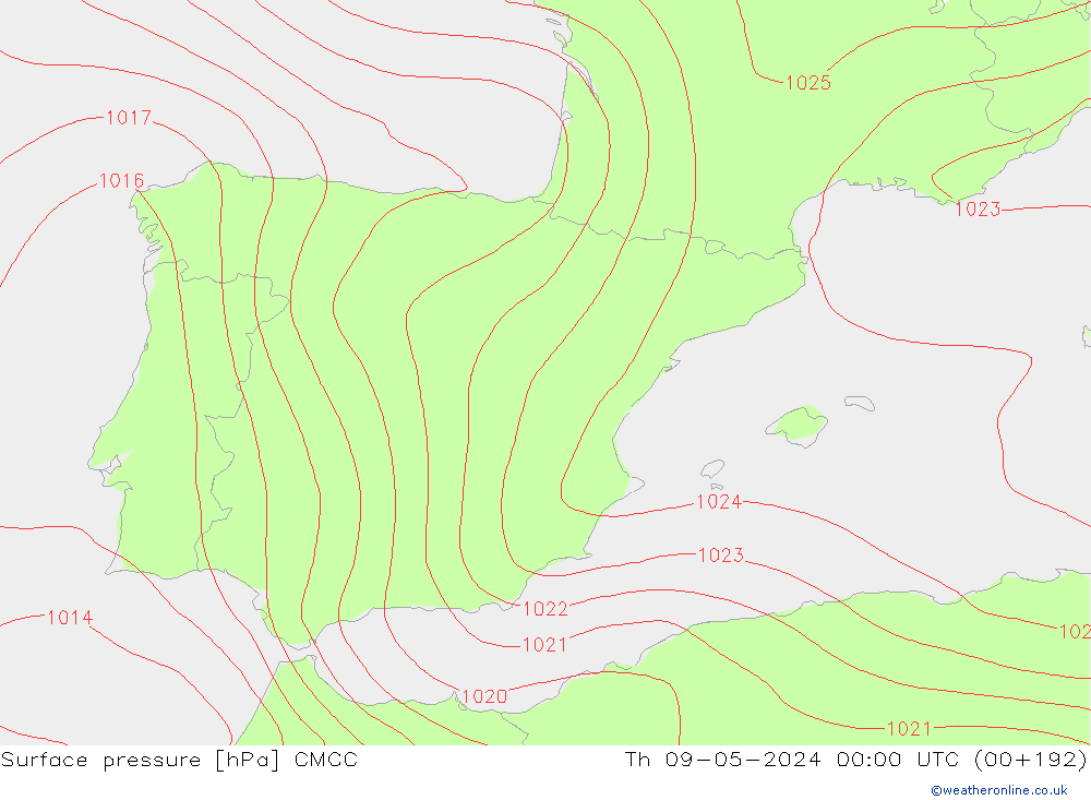 pressão do solo CMCC Qui 09.05.2024 00 UTC