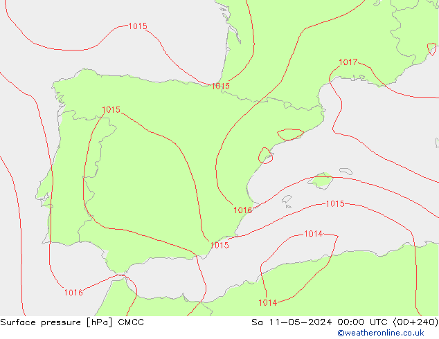 Presión superficial CMCC sáb 11.05.2024 00 UTC