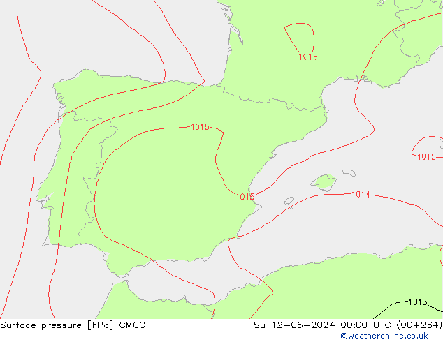 Pressione al suolo CMCC dom 12.05.2024 00 UTC