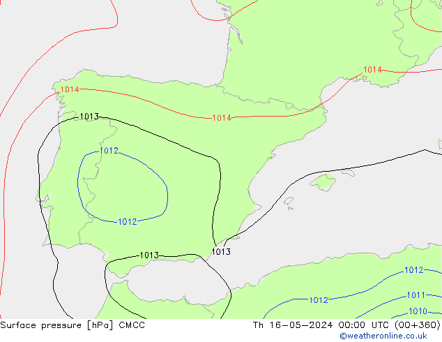 Luchtdruk (Grond) CMCC do 16.05.2024 00 UTC