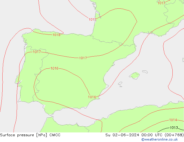 Atmosférický tlak CMCC Ne 02.06.2024 00 UTC