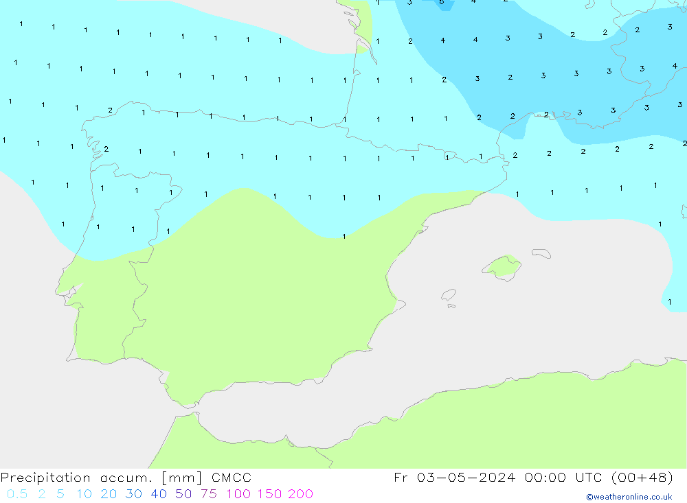 Precipitation accum. CMCC Sex 03.05.2024 00 UTC