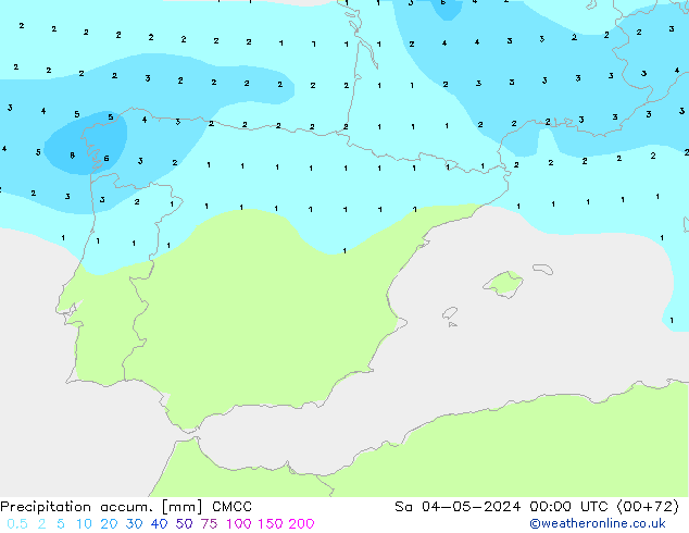 Precipitation accum. CMCC Sa 04.05.2024 00 UTC