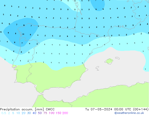 Precipitation accum. CMCC вт 07.05.2024 00 UTC