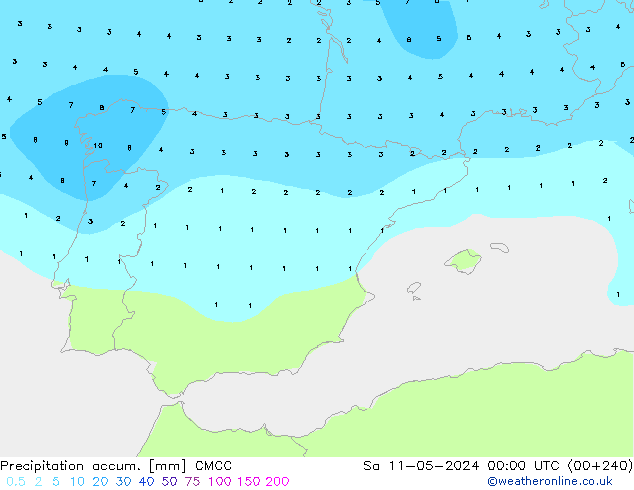 Precipitation accum. CMCC sab 11.05.2024 00 UTC