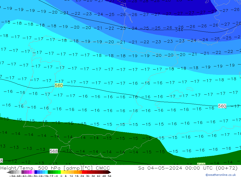 Height/Temp. 500 hPa CMCC Sa 04.05.2024 00 UTC