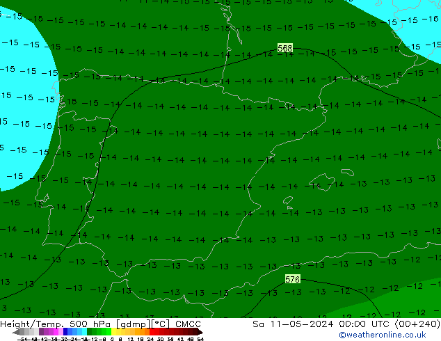 Height/Temp. 500 hPa CMCC Sa 11.05.2024 00 UTC