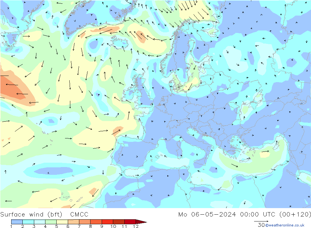 Bodenwind (bft) CMCC Mo 06.05.2024 00 UTC