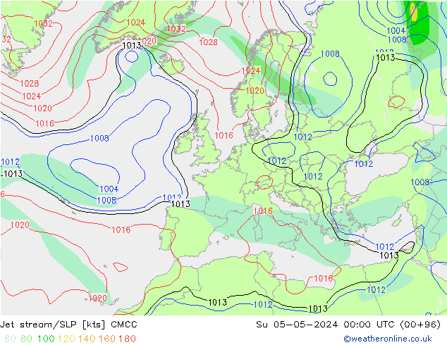 джет/приземное давление CMCC Вс 05.05.2024 00 UTC