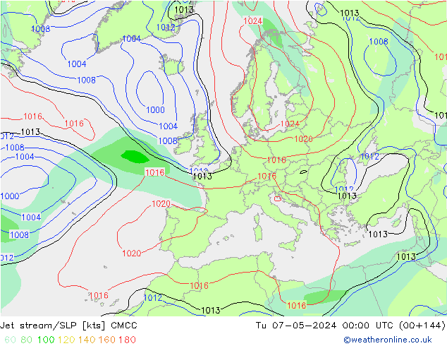 Prąd strumieniowy CMCC wto. 07.05.2024 00 UTC