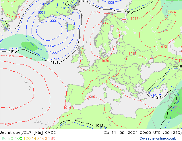 Jet stream/SLP CMCC Sa 11.05.2024 00 UTC