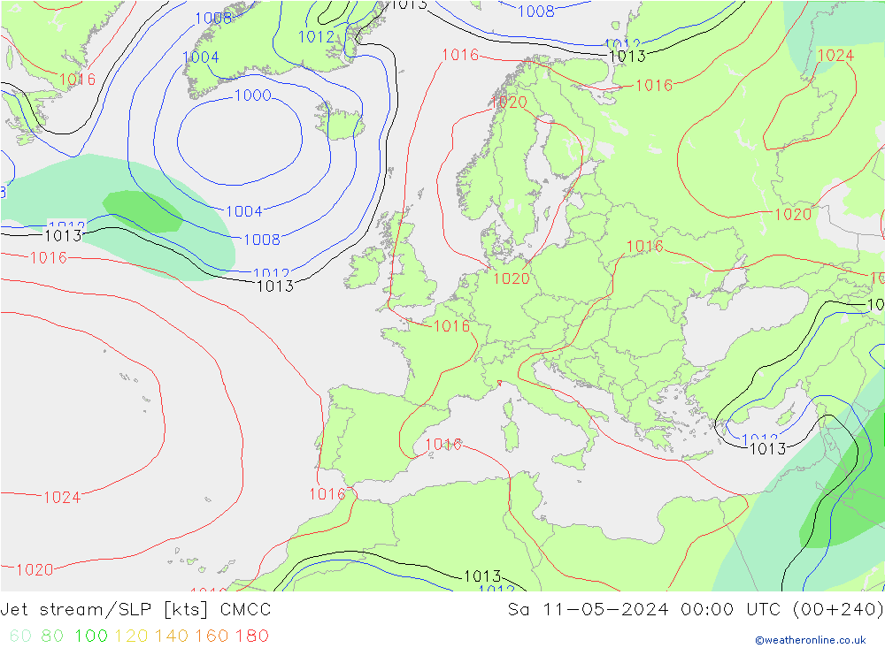 高速氣流/地面气压 CMCC 星期六 11.05.2024 00 UTC